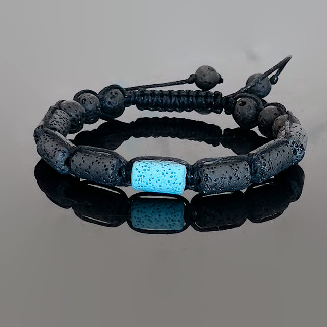 Grounding Lava Bead Bracelet for Men – Blue & Black Macrame Wristband