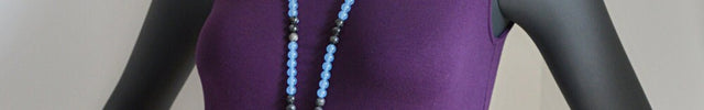 Aquamarine Necklace - March Birthstone Necklace - Blue Tassel Necklace - 108 Bead Mala - Handmade Jewelry Gift for Mom Birthday Gift for Her