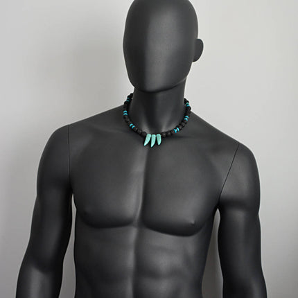 December Birthstone Necklace Black Lava Turquoise Garnet Necklace January Birthstone Necklace Essential Oil Diffuser Necklace Men's Necklace