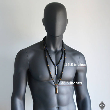 Mens necklace Protection necklace Long black necklace for men Onyx bead necklace Healing crystal jewelry Shamballa necklace New age jewelry