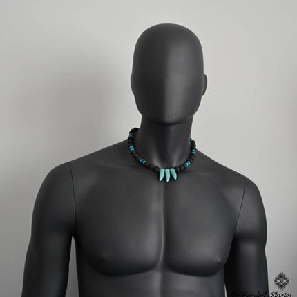 December Birthstone Necklace Black Lava Turquoise Garnet Necklace January Birthstone Necklace Essential Oil Diffuser Necklace Men's Necklace