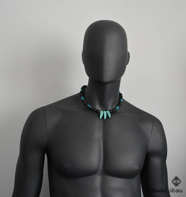 December Birthstone Necklace Black Lava Turquoise Garnet Necklace January Birthstone Necklace Essential Oil Diffuser Necklace Men's Necklace