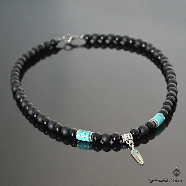 Turquoise Jewelry for Men - Native American jewelry - Southwestern Jewelry Beaded jewelry December birthstone necklace Jewelry gift for dad