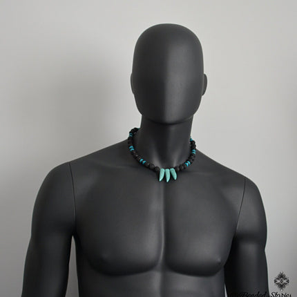 December Birthstone Necklace Black Lava Turquoise Garnet Necklace January Birthstone Necklace Essential Oil Diffuser Necklace Men's Necklace