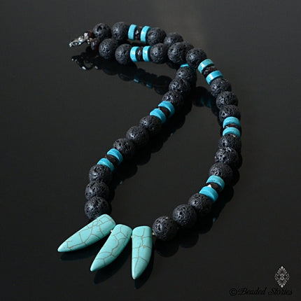 December Birthstone Necklace Black Lava Turquoise Garnet Necklace January Birthstone Necklace Essential Oil Diffuser Necklace Men's Necklace