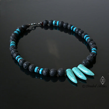 December Birthstone Necklace Black Lava Turquoise Garnet Necklace January Birthstone Necklace Essential Oil Diffuser Necklace Men's Necklace