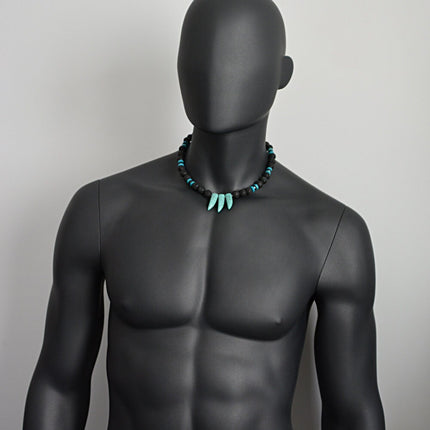 December Birthstone Necklace Black Lava Turquoise Garnet Necklace January Birthstone Necklace Essential Oil Diffuser Necklace Men's Necklace