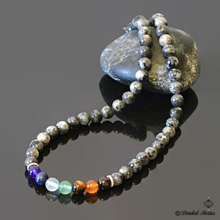 7 Chakras Healing Beaded Necklace for Men Garnet Carnelian Tigers Eye Aventurine Aquamarine Lapis Lazuli Amethyst Labradorite Men's Necklace