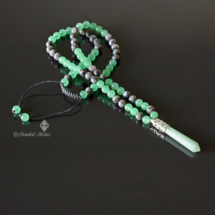 Shambhala necklace for men Green Aventurine necklace Good luck necklace Lucky gift Long necklace Healing jewelry Fathers Day gift idea