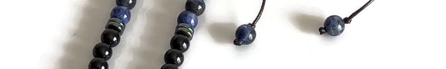 April Birthstone Necklace Crystal Quartz Black Onyx Tigers Eye Sodalite Long Beaded Necklace Healing Crystal Gift for Men Protection Jewelry